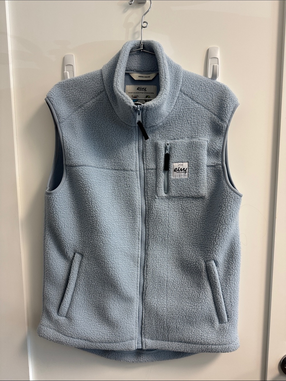Women's Light Blue Fleece Vest - Cozy Zip Front